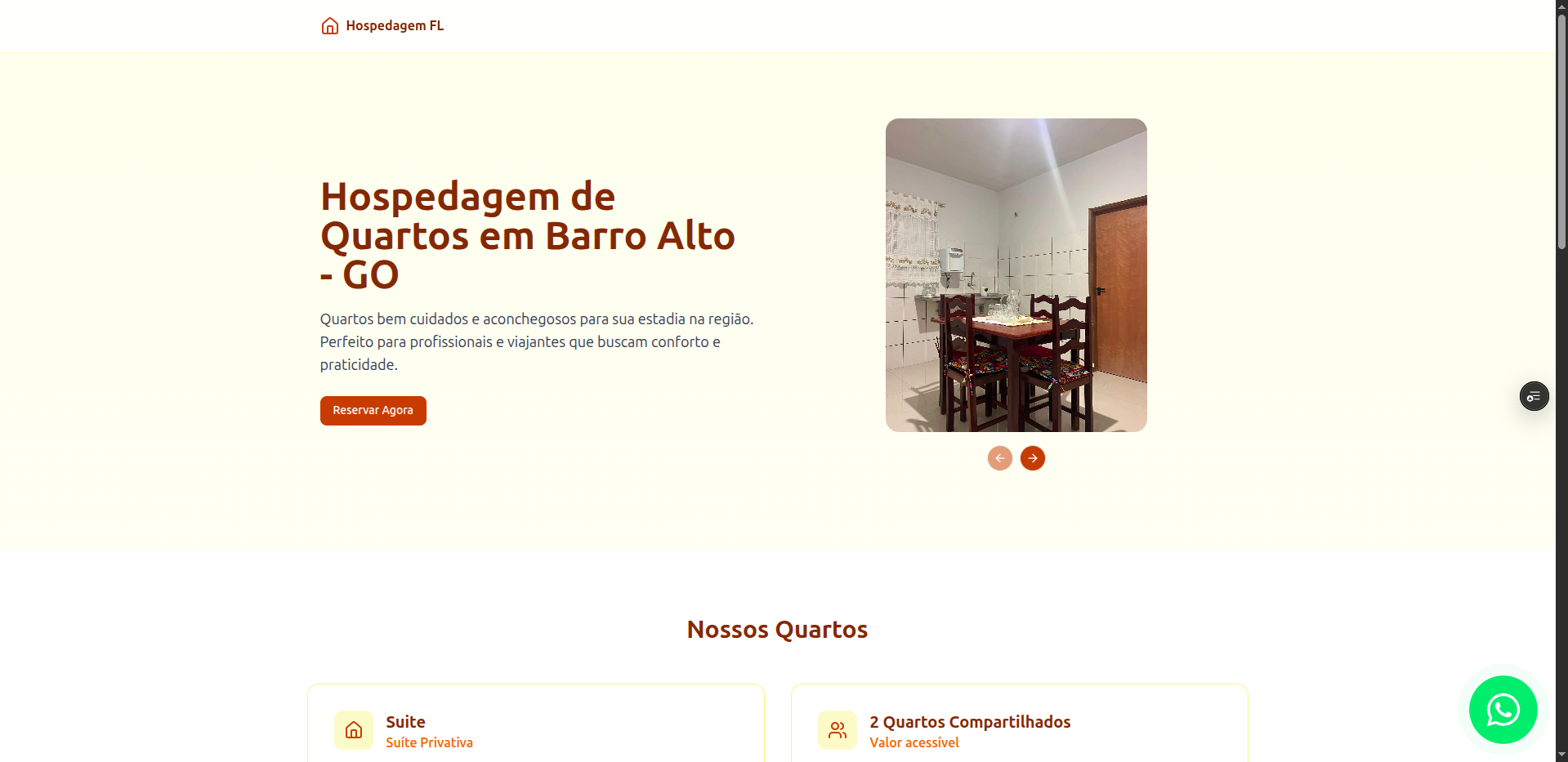 Site Hospedagem de Quartos